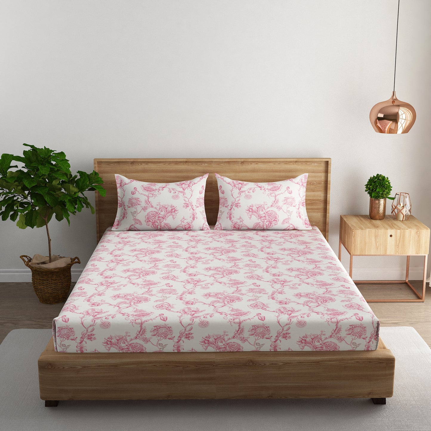 Blush Bloom 100x100 inches Cotton Bedsheet