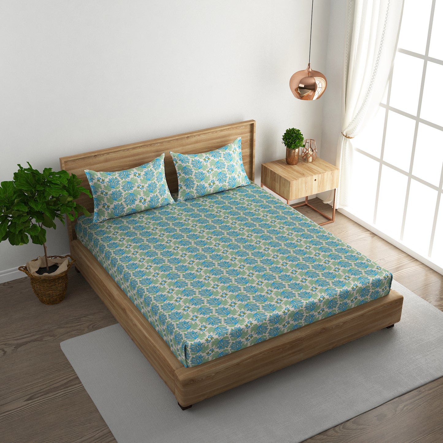 Meadow Bloom 100x100 inches Cotton Bedsheet