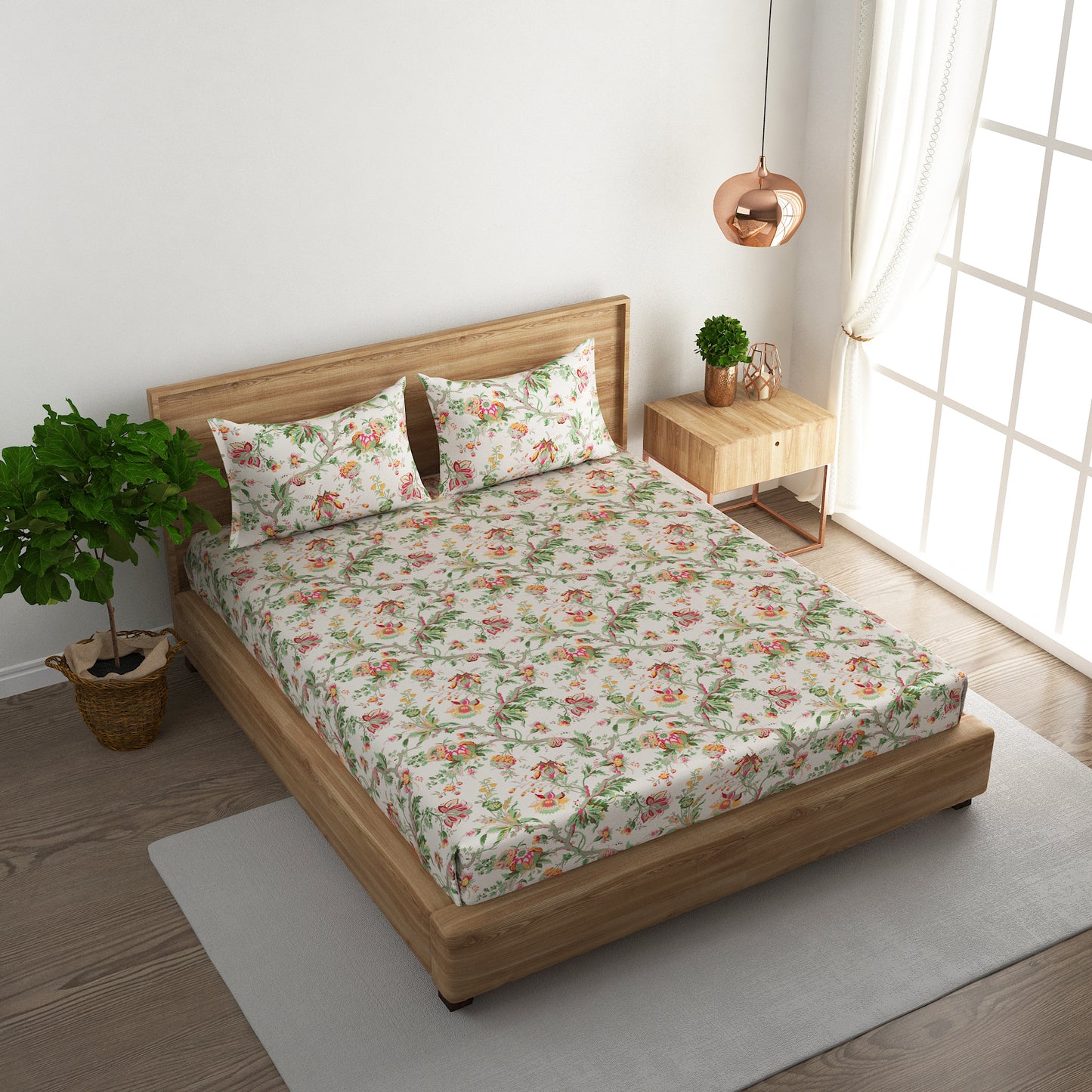 Scarlet Garden 100x100 inches Cotton Bedsheet