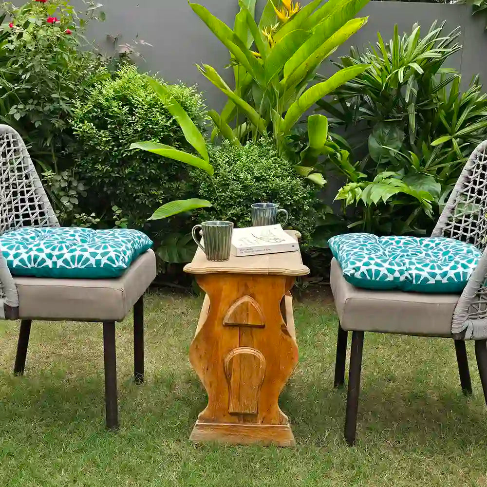 Turquoise Trellis Chair Pad (set of 2)