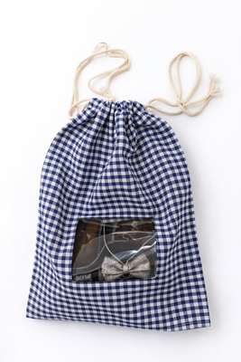 blue checks shoe bag