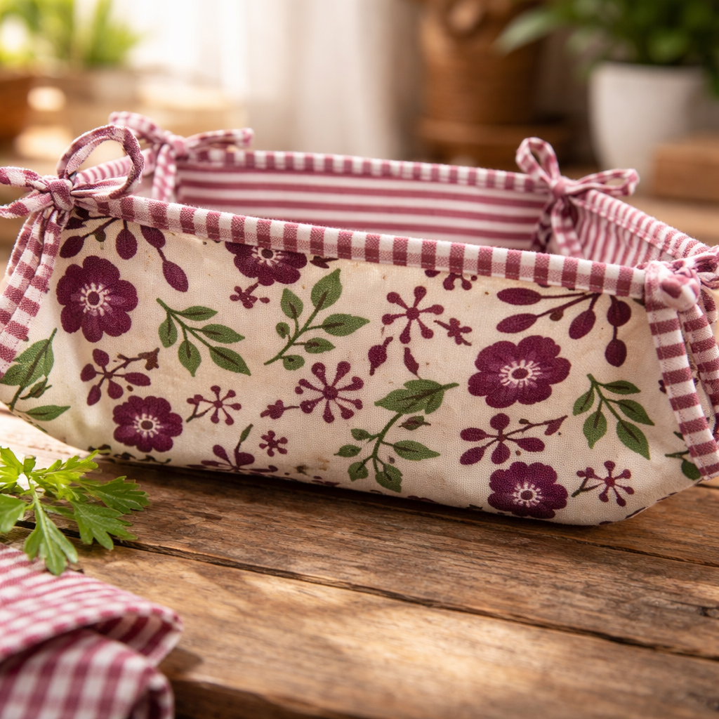 floral stripe basket