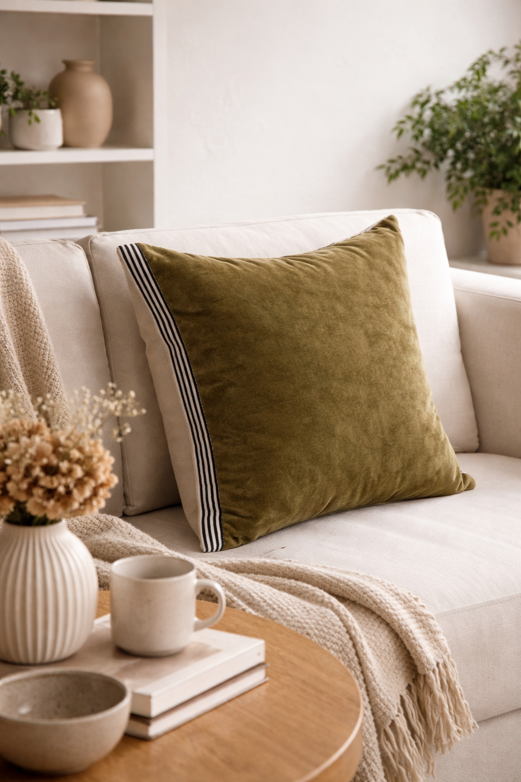 olive double side cushion cover
