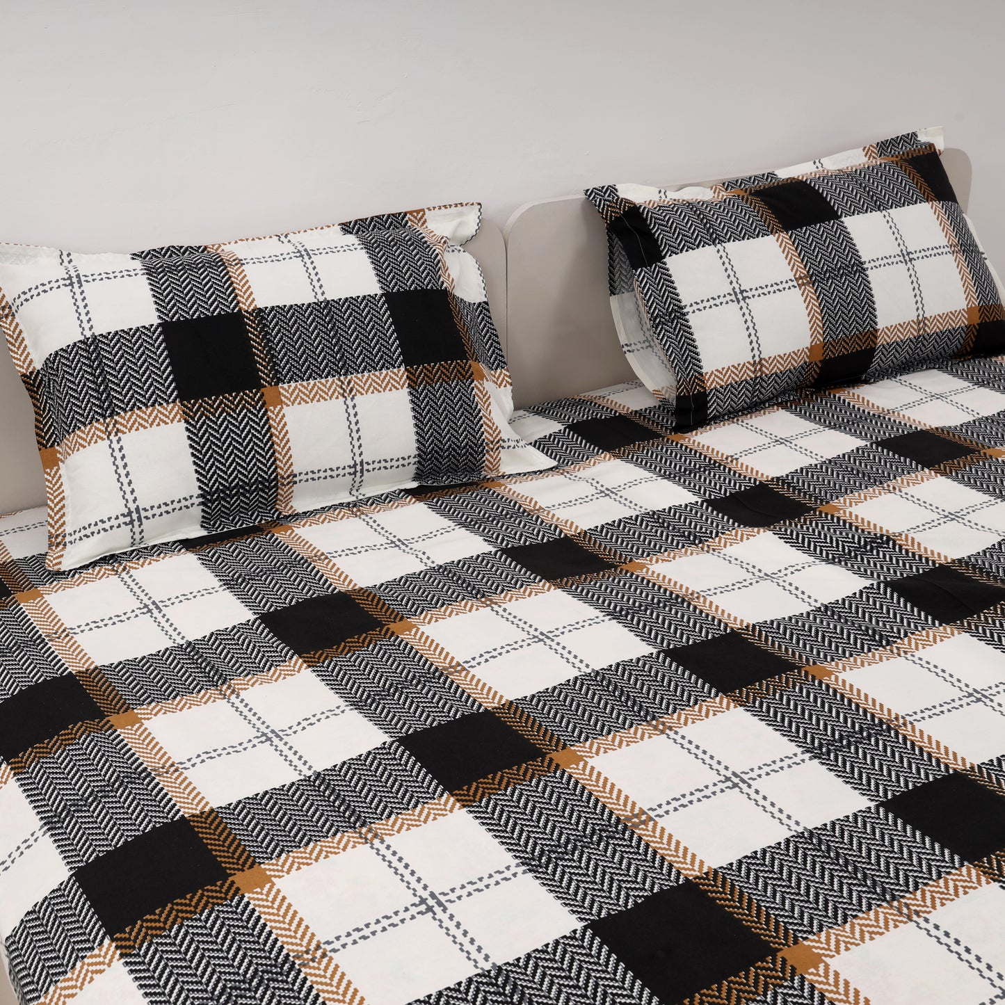 Urban Checks 100x100 inches Cotton Bedsheet