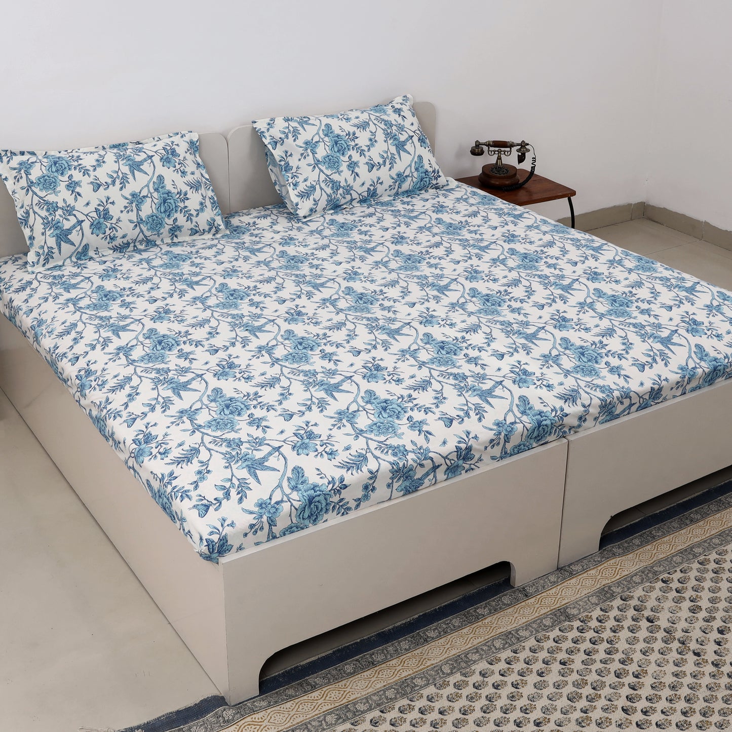 Sky Bloom 100x100 inches Cotton Bedsheet