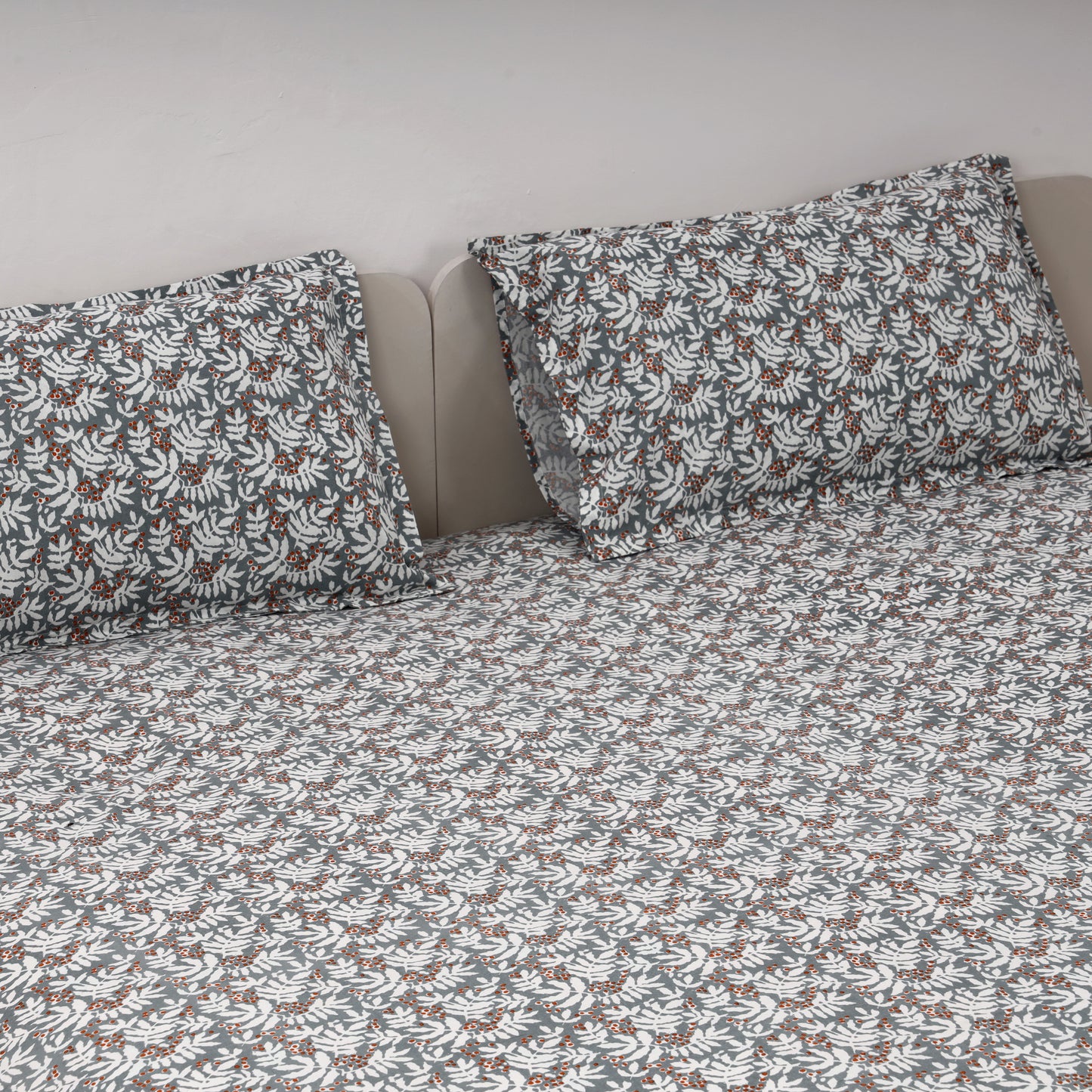 Terracotta Fern 100x100 inches Cotton Bedsheet