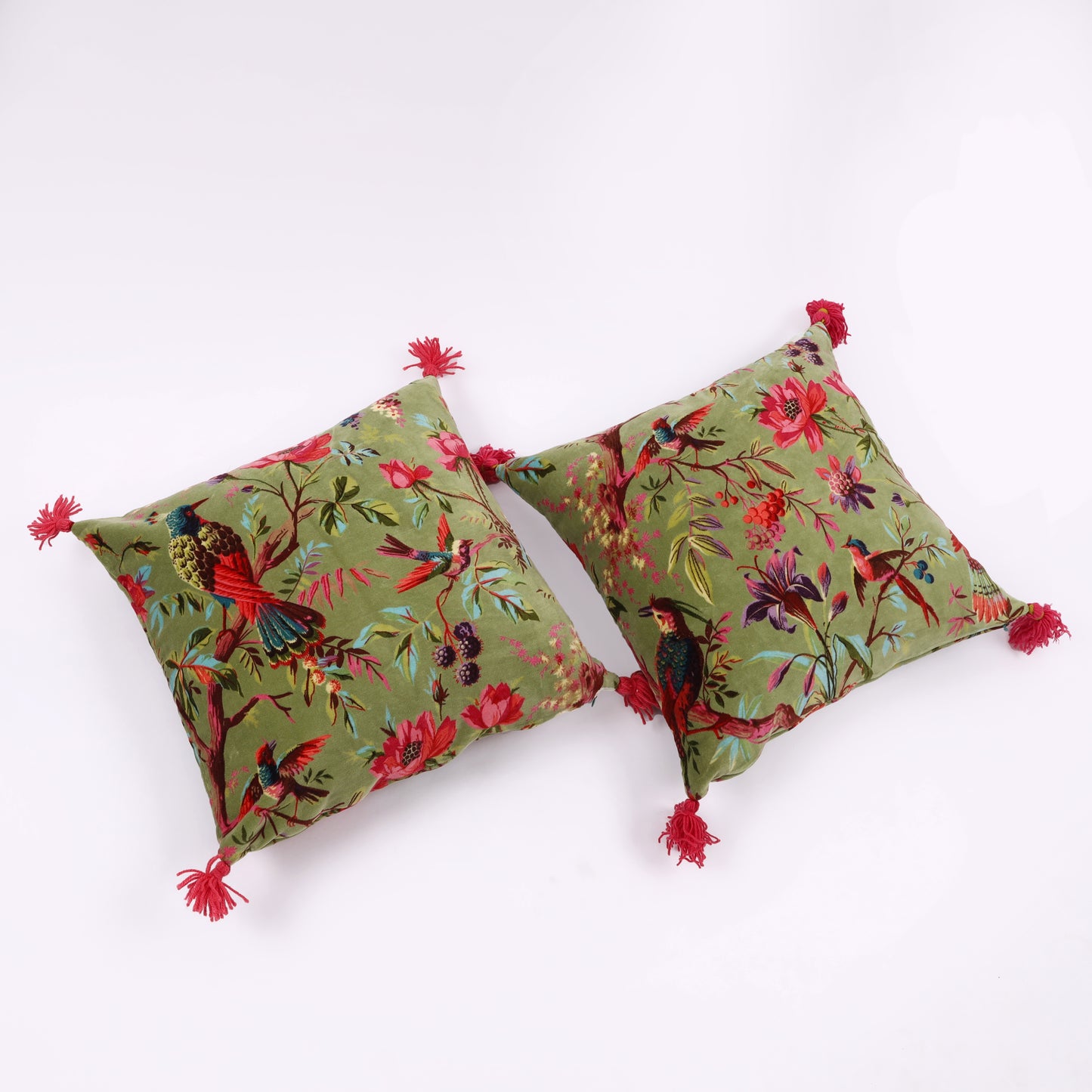 Birds of Paradise Velvet Cushion Cover (Set of 2)