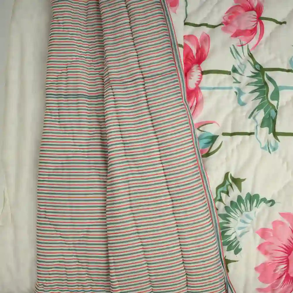 Lotus Bloom cotton filled winter print quilt (Double)