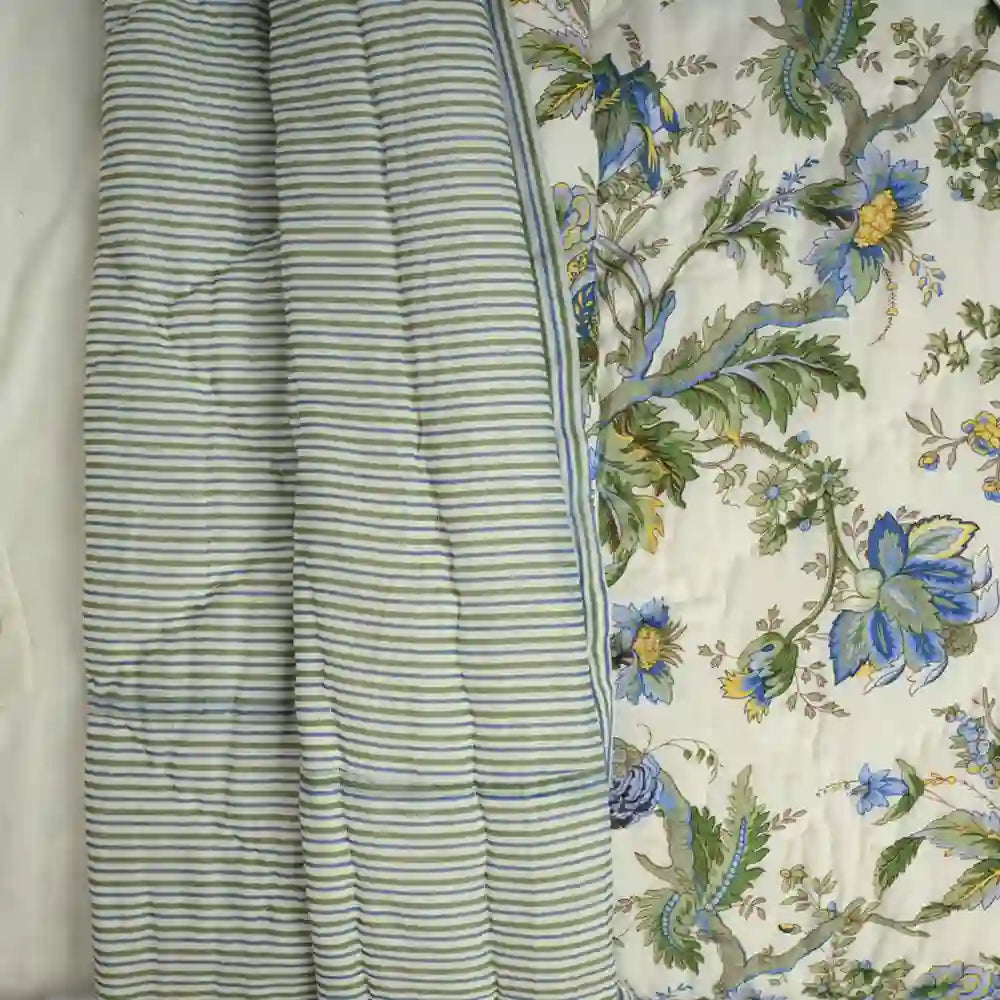 Aurora cotton filled winter print double quilt (Green)