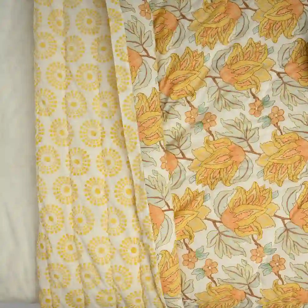 Golden hour bloom reversible double mulmul quilt