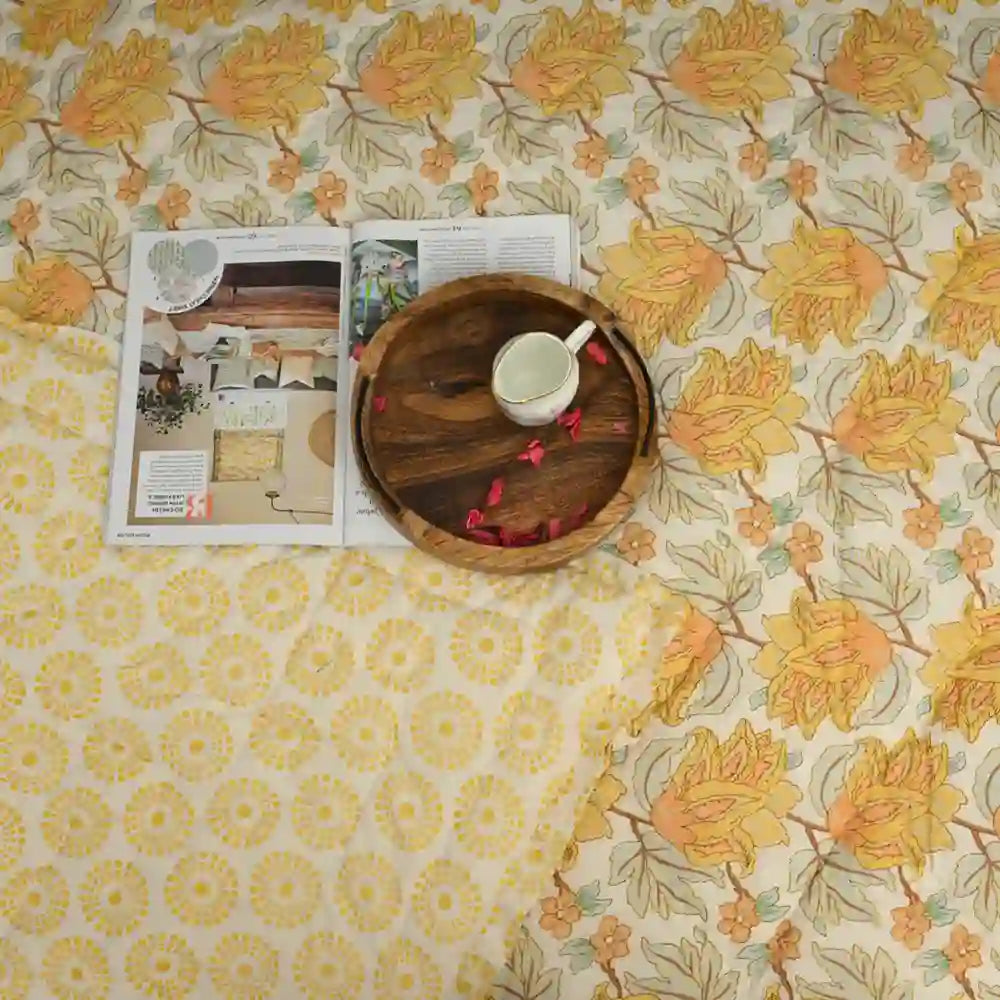 Golden hour bloom reversible double mulmul quilt