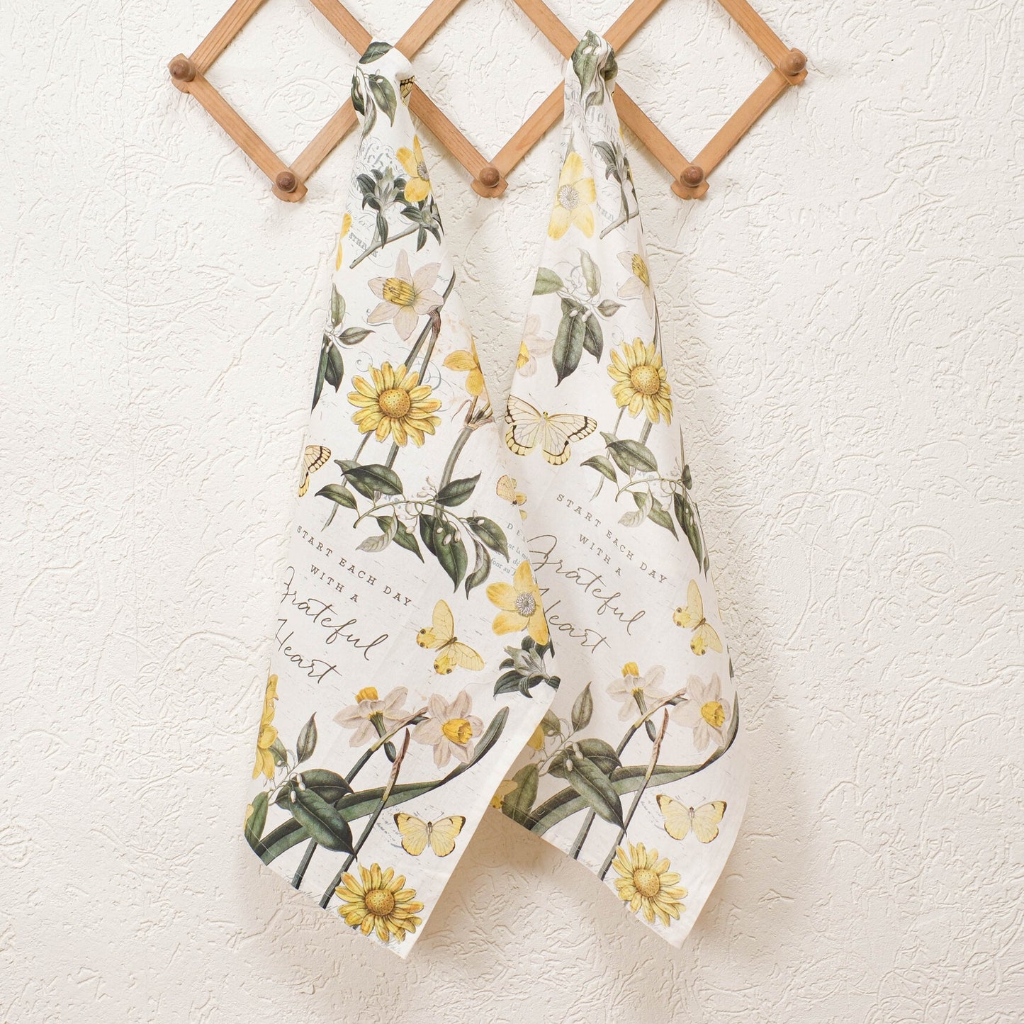 Sunshine Floral Kitchen Towels with loop (set of 2)