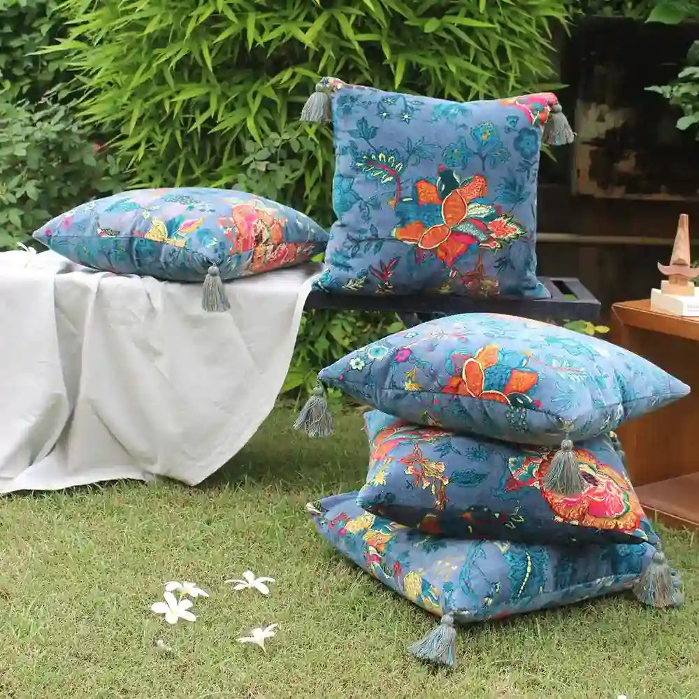 Floral Fantasy Velvet Cushion Cover (set of 2)