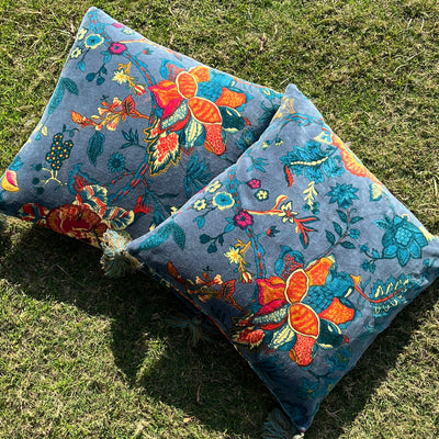 Floral Fantasy Velvet Cushion Cover (set of 2)
