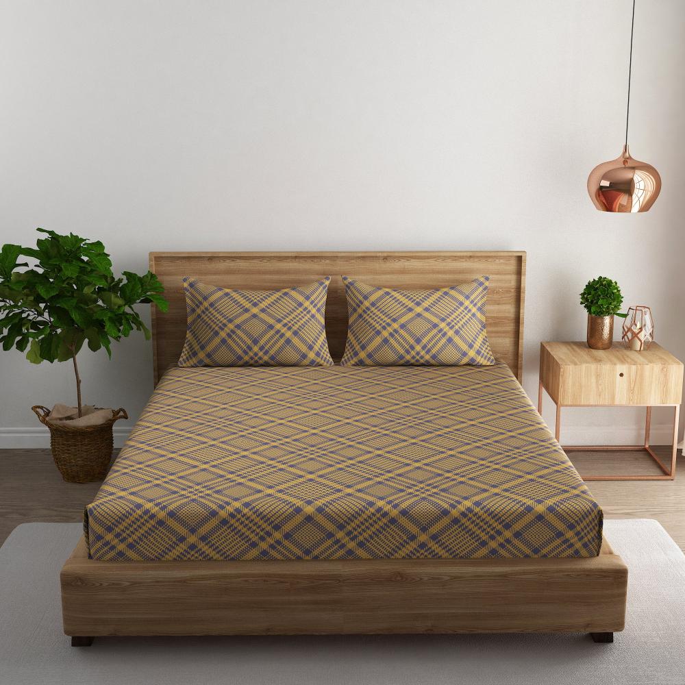 Tartan check 108x108 inches Cotton Bedsheet