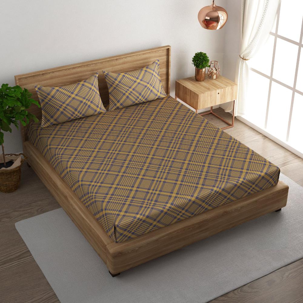 Tartan check 108x108 inches Cotton Bedsheet