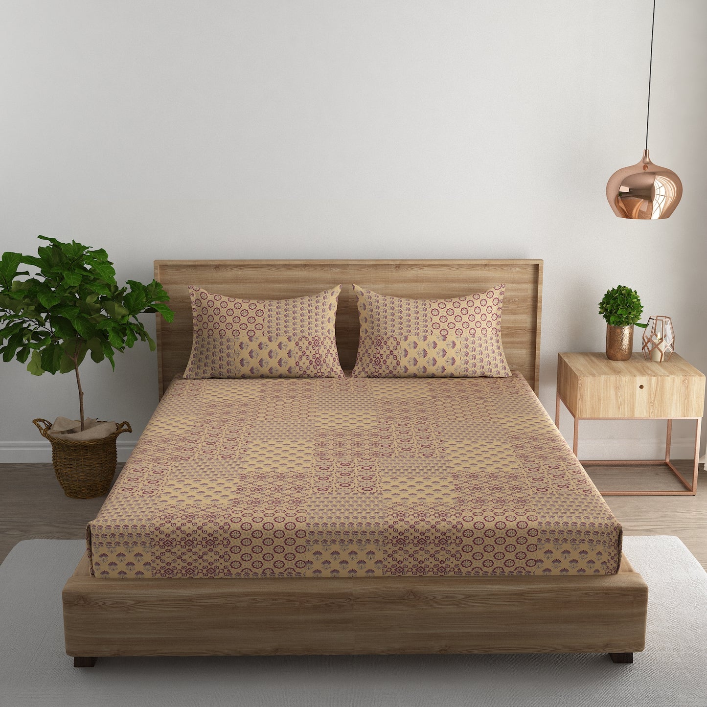 Geometric mandala cotton king bedsheet with pillow covers