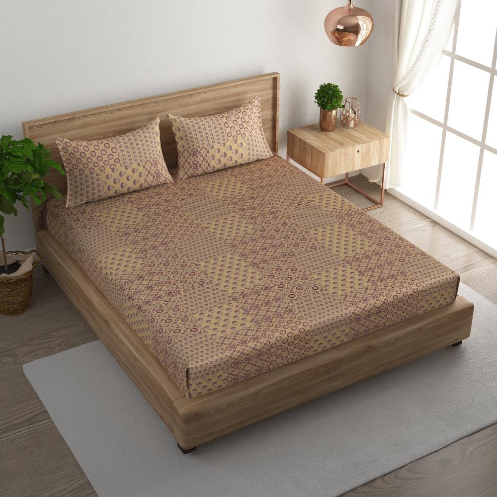 Geometric mandala cotton king bedsheet with pillow covers