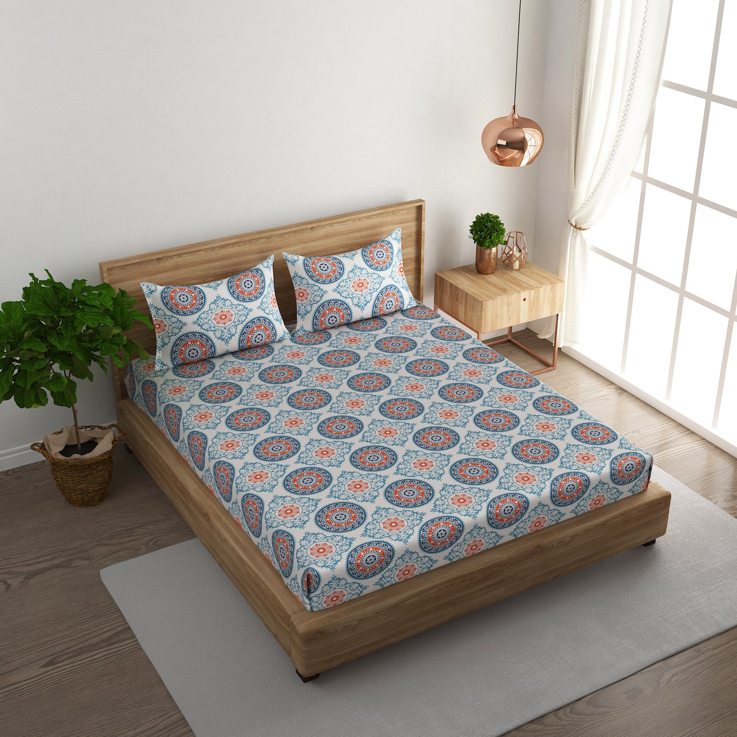 Mandala medallion 100x100 inches Cotton Bedsheet