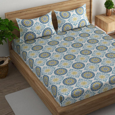 Mandala medallion 100x100 inches Cotton Bedsheet with 2 pillow cover