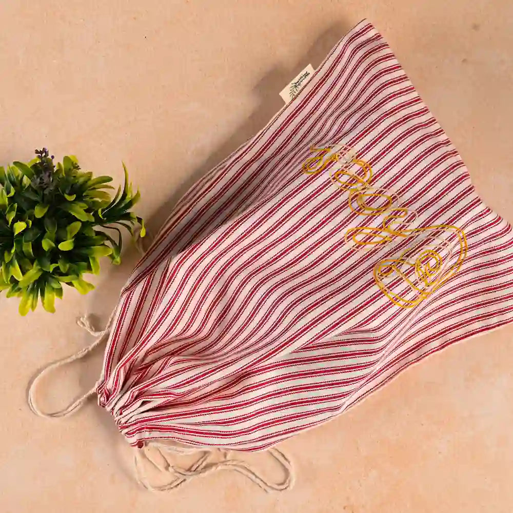 Crimson Stripe Shoe Sack