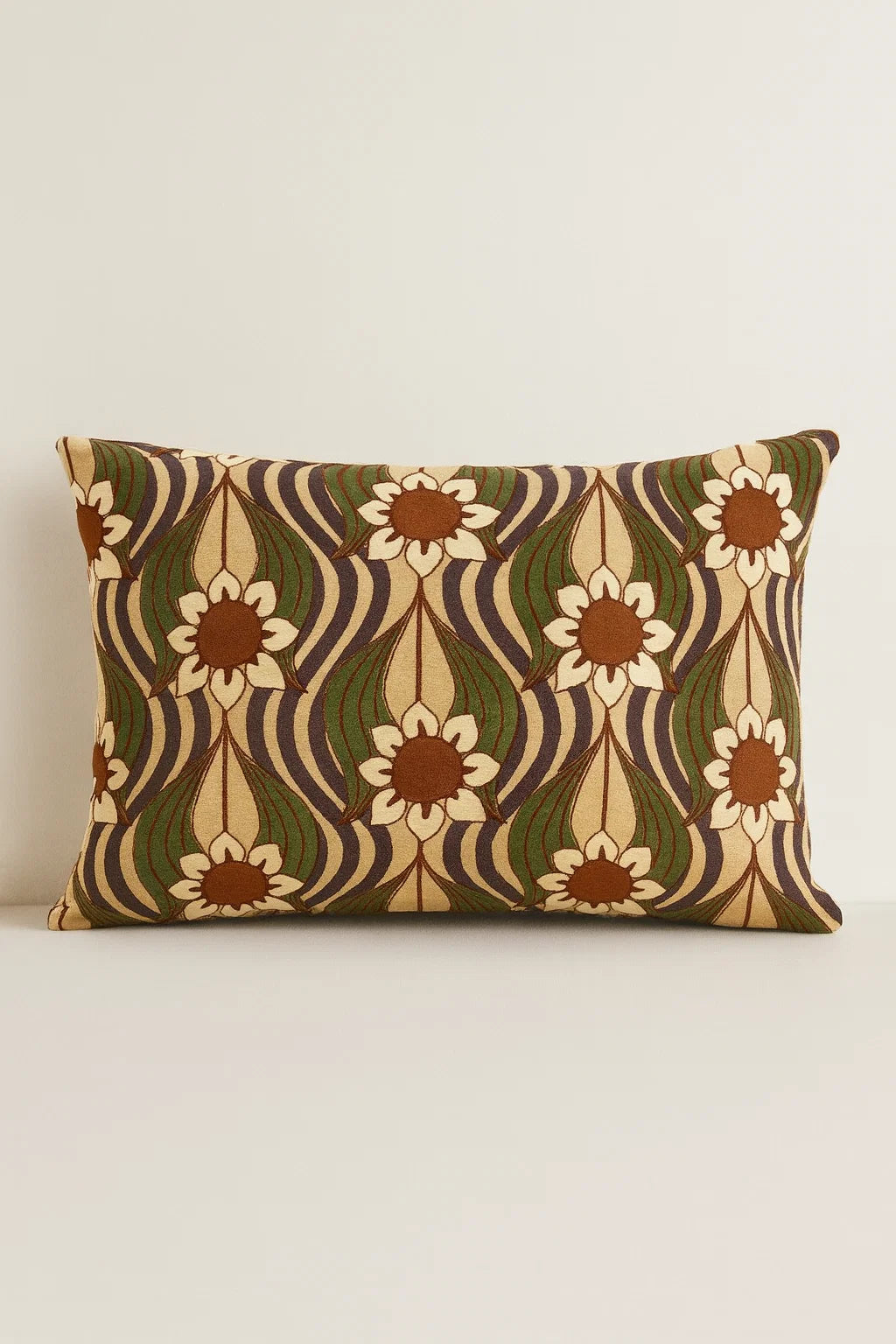velvet printed floral cushion cover (12x20)