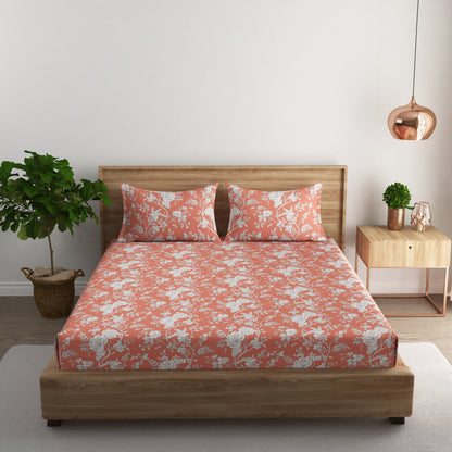 Orange floral bedsheet  (100x100)  with 2 pillow cover