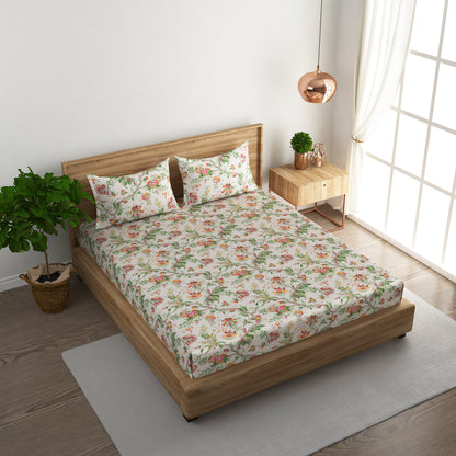 Scarlet Garden 100x100 inches Cotton Bedsheet