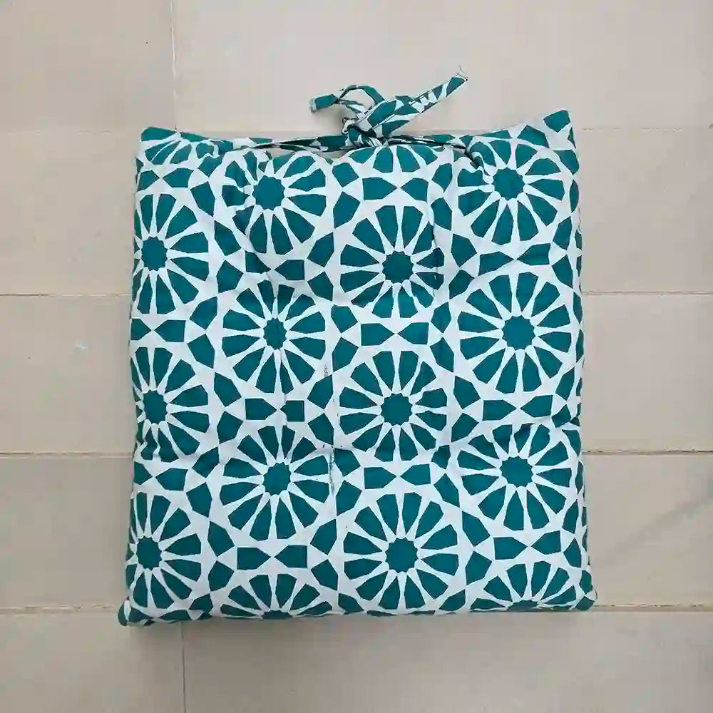 Turquoise Trellis Chair Pad (set of 2)