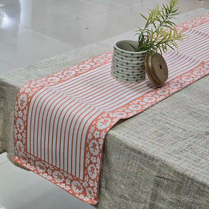 Striped Floral Cotton Table Runner (large)