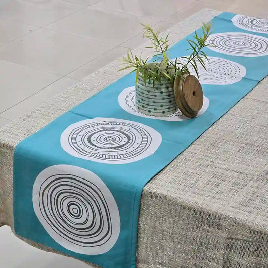 Coastal Circles Cotton Table Runner (large)