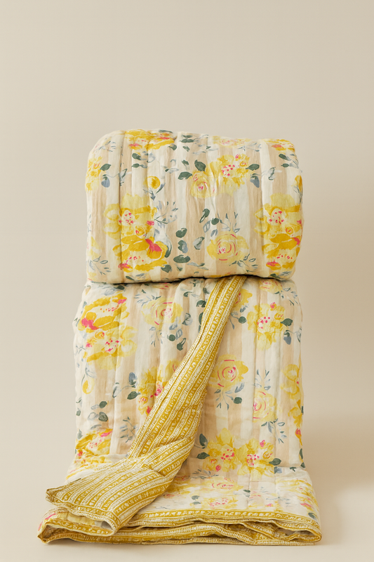 flora yellow quilt (70x90)