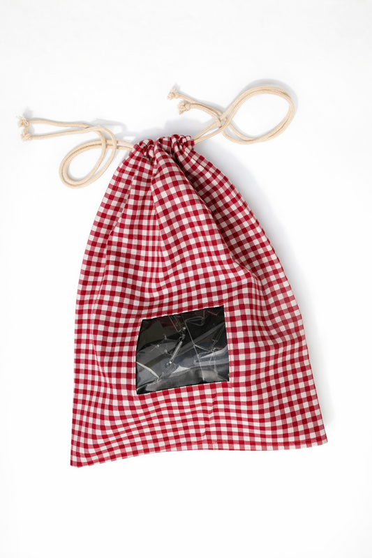 Red checks shoe bag