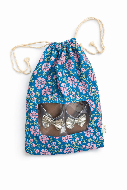 teal floral shoe bag