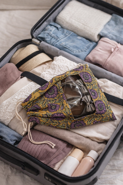 YELLOW FLORAL SHOE BAG