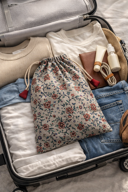 GREY FLORAL SHOE BAG