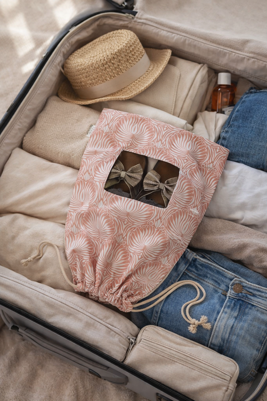 peach jacobin shoe bag