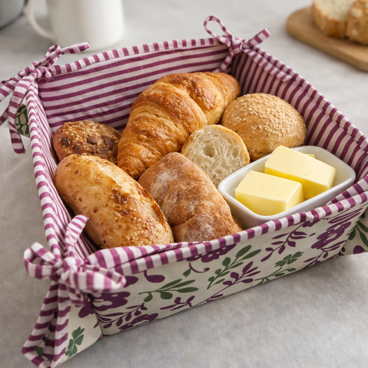 floral stripe basket