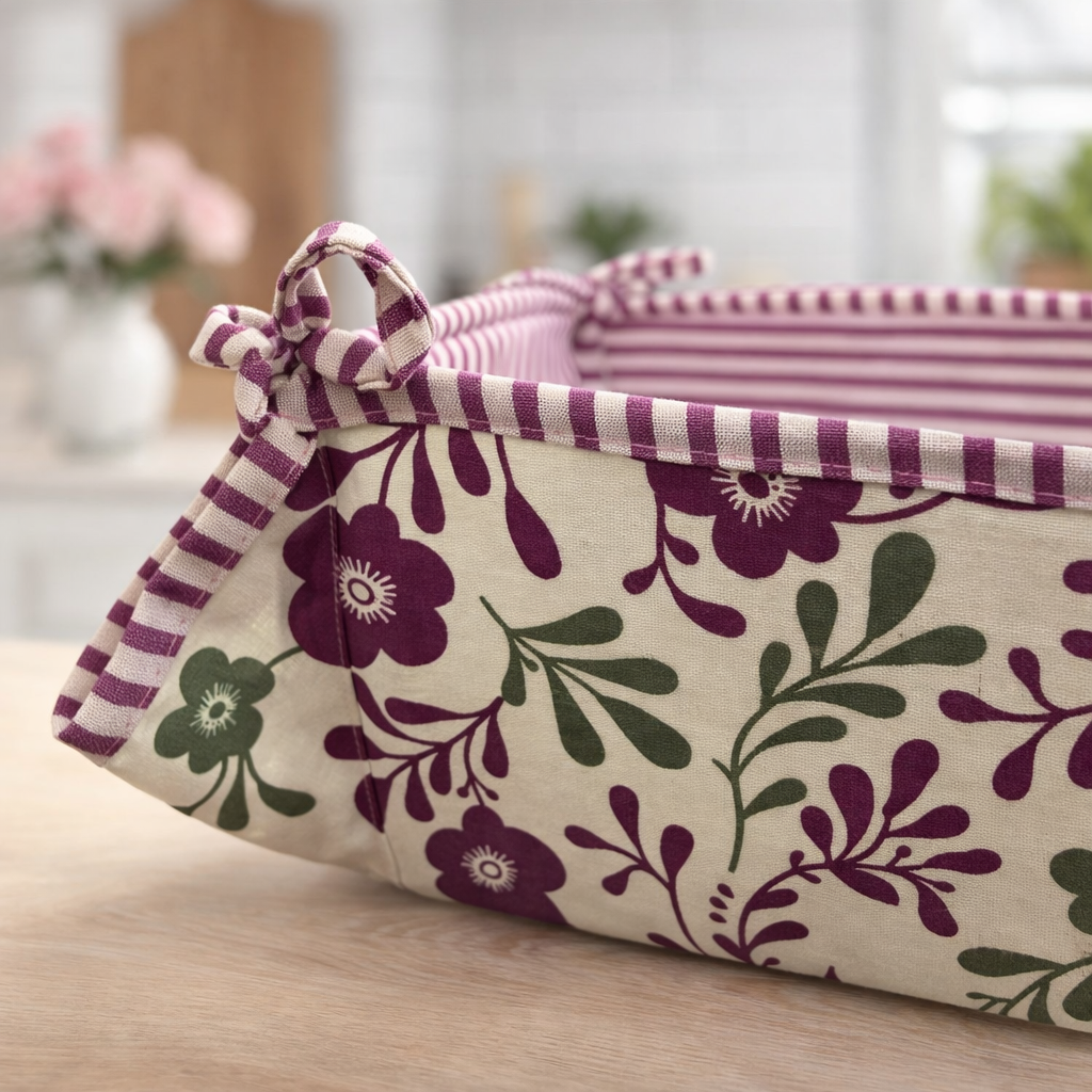 floral stripe basket