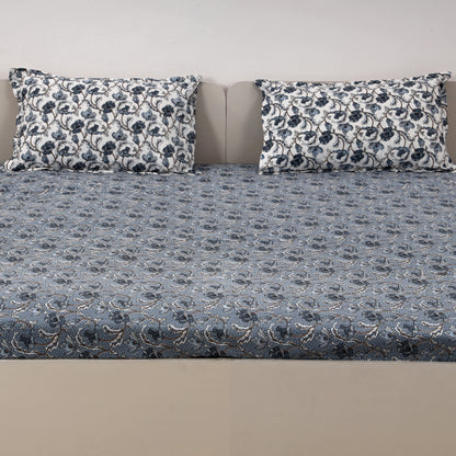 Midnight Blossom 100x100 inches Cotton Bedsheet