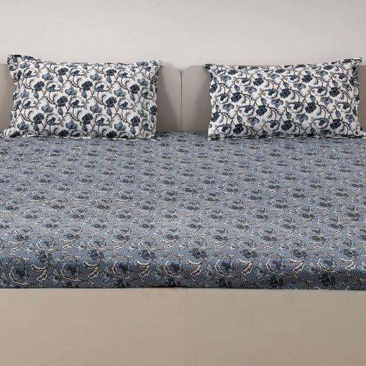 Midnight Blossom 100x100 inches Cotton Bedsheet