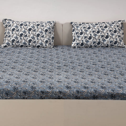Midnight Blossom 100x100 inches Cotton Bedsheet