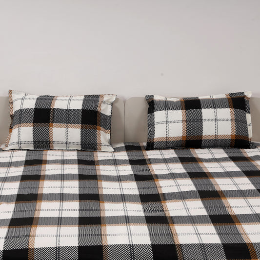 Urban Checks 100x100 inches Cotton Bedsheet