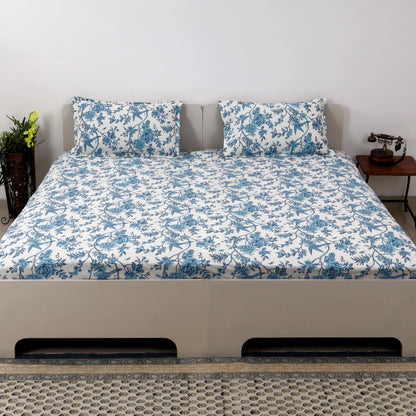 Sky Bloom 100x100 inches Cotton Bedsheet