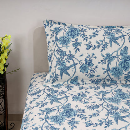 Sky Bloom 100x100 inches Cotton Bedsheet