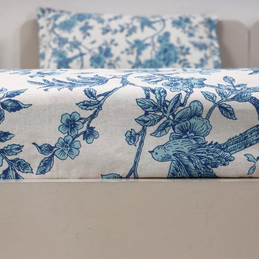 Sky Bloom 100x100 inches Cotton Bedsheet