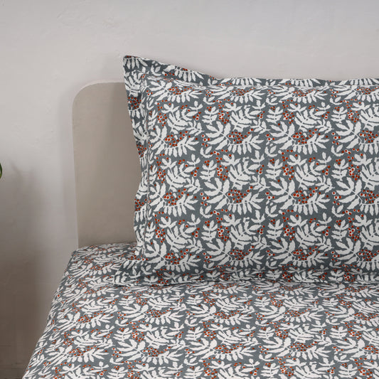Terracotta Fern 100x100 inches Cotton Bedsheet