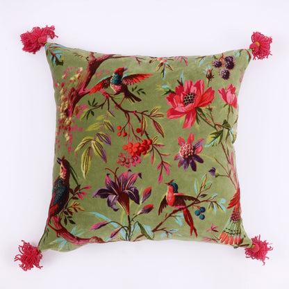 Birds of Paradise Velvet Cushion Cover (Set of 2)