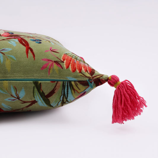 Birds of Paradise Velvet Cushion Cover (Set of 2)