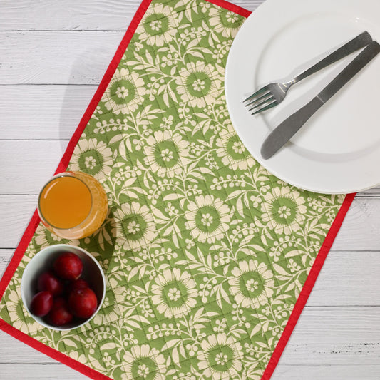 Quilted Floral Cotton Placemat (set of 6)